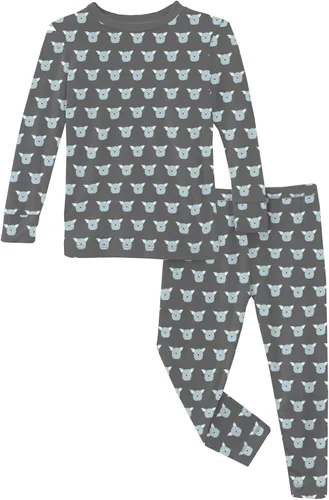 Miniatura 124 de KicKee Pants Conjunto de pijama de manga larga con estampado de piezas