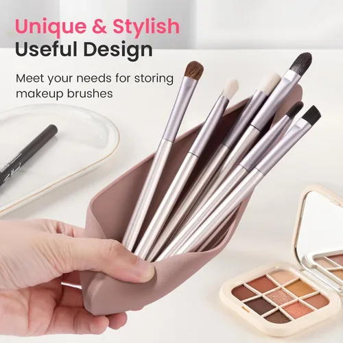 Miniatura 3 de Soporte para brochas de maquillaje de viaje, soporte de silicona moderno y portátil para brochas de cara, organizador de maquillaje, bolsa