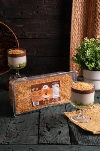 Miniatura 9 de GOURMO Kadayif al horno triturado 200g (7.1 oz), Masa de fillo triturada Kataifi asada para relleno de chocolate Dubai, Kunafa, Knafeh