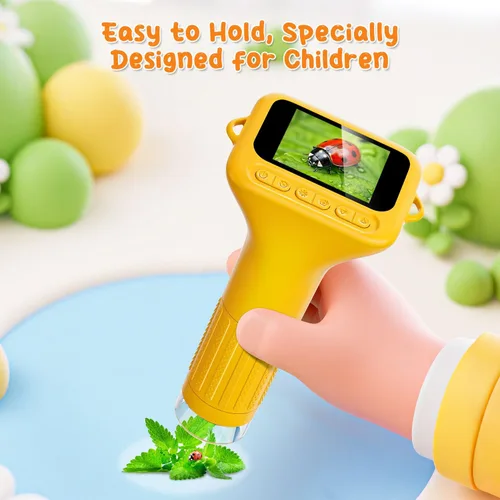 Miniatura 4 de SKYBASIC Microscopio Digital para Niños, Pantalla de 2" Microscopio de Mano 1000X HD de Bolsillo Microscopios Portátiles con Cámara, Regalos