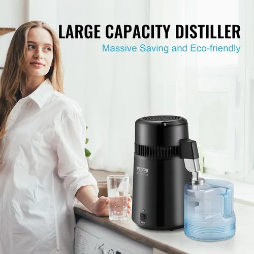 Miniatura 3 de VEVOR Destilador de agua, destilación de agua pura de 4 l/1.05 galones para encimera del hogar, máquina de agua destilada de 750 W, destilador