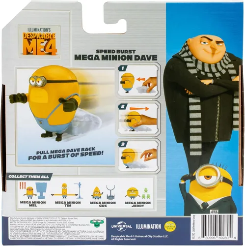 Miniatura 5 de Minions Despicable ME 4 Speed Burst Mega Dave Figura de acción Tira de atrás al Mega Dave para una explosión de velocidad Colecciona todas las 5