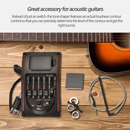 Miniatura 3 de Piezo de preamplificador acústico de guitarra, PS 500 5Band lizer Digital Guitar Preamp Sintonizador Pickup para guitarra acústica, Gitarren