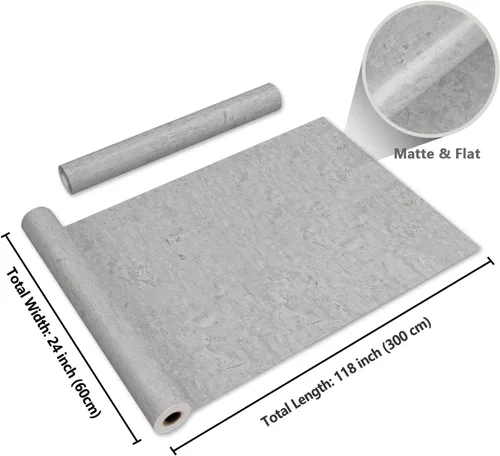 Miniatura 8 de CRE8TIVE Papel tapiz de hormigón gris de 24 x 118 pulgadas de ancho, despegar y pegar, papel de contacto de cemento extraíble, textura gruesa