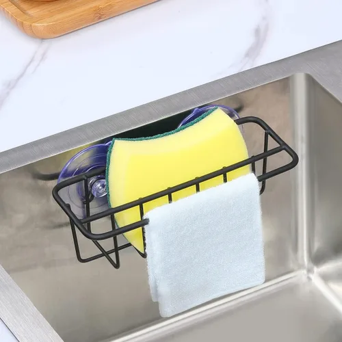 Miniatura 2 de TESOT Organizador de fregadero con soporte para esponja para fregadero de cocina, colgador para paños de cocina 2 opciones de suspensión