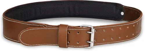 LAUTUS Cinturón de trabajo acolchado cónico de 3 pulgadas en cuero curtido aceitado pesado 32 a 45 pulgadas Marrón Marrón Fits 30 to 46 waist