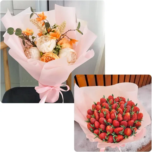 Miniatura 6 de BEISHIDA 100 PCS Papel de Envolver Floral Rosa - Papel de Envolver Flores Mate Impermeable para Ramo, Suministros de Floristería, Manualidades DIY
