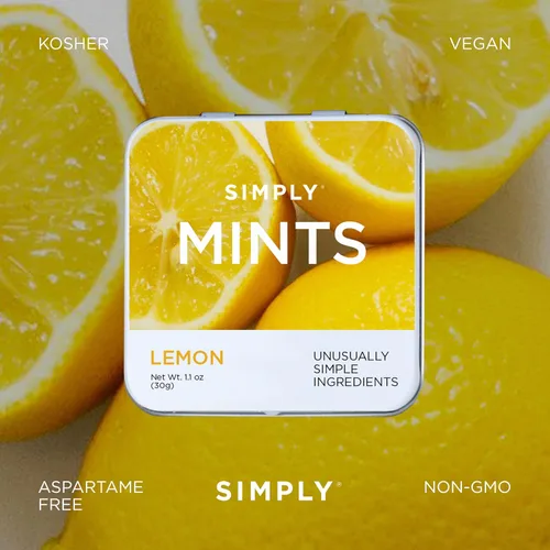 Miniatura 5 de SIMPLY MINTS - Caramelos duros de limón natural, paquete de 6 (180 piezas), agrio y picante, sin aspartamo, sin sorbitol, sin xilitol, vegano
