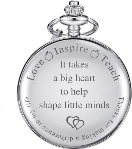 Hicarer Reloj de bolsillo para profesores, números arábigos, reloj de bolsillo para hombres, mujeres, suministros de agradecimiento para profesores