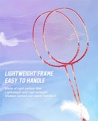 Miniatura 4 de Raqueta de bádminton de fibra de carbono 10U GJ 1.83 oz ultra ligera máxima 38 libras profesional principiante