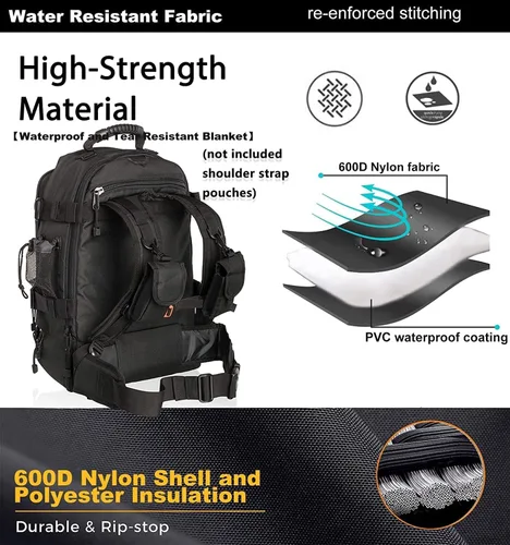 Miniatura 4 de Mochila táctica militar expandible 40-64L Bolsa de 3 días Senderismo Gimnasio Deporte Camping Negro