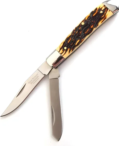 Miniatura 22 de Cuchillo de bolsillo manual plegable para uso diario de la colección Old Ram Trapper con mango de resina lisa (5134-5)