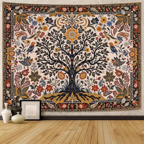 Miniatura 20 de Lunerfex Tapiz de árbol de la vida, tapiz de pared de fase lunar, tapices verdes para dormitorio, techo, tapices para colgar en la pared