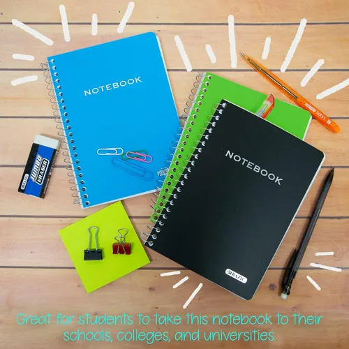 Miniatura 3 de BAZIC Products 100 cuadernos de poli de 5 x 7 pulgadas con espiral, para oficina de notas escolares, juego de 6