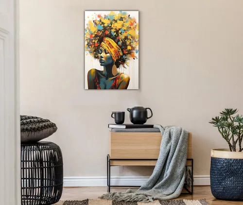 Miniatura 281 de Arte de pared afroamericano, decoración de rey y reina bailarín negro para sala de estar, arte de pareja de amor negro para dormitorio, lienzo