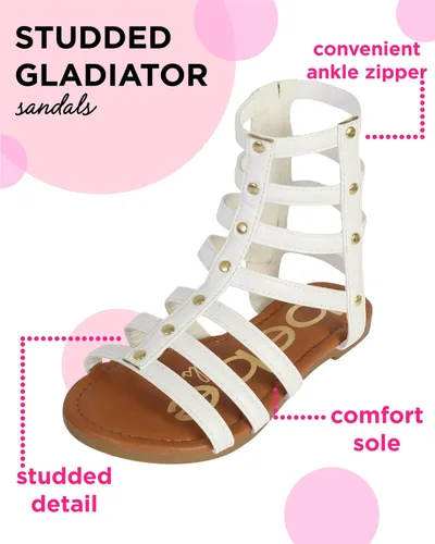 Miniatura 2 de bebe Sandalias para niñas pequeñas Sandalias de gladiador con tachuelas de cuero sintético con cremallera en el tobillo (niñaniña)