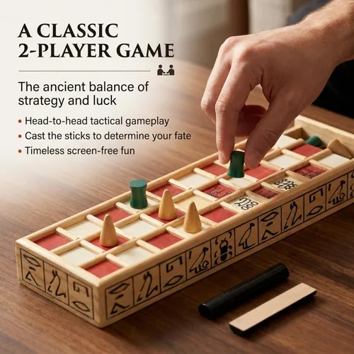 Miniatura 6 de WE Games Senet - Juego de mesa egipcio hecho a mano de madera maciza para educación histórica, apreciación cultural y estrategia, juego antiguo