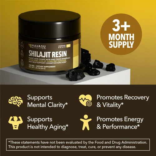Miniatura 3 de Resina Shilajit del Himalaya con ácido fúlvico, ácido húmico y más de 80 oligominerales – 500 mg de Shilajit de grado dorado para hombres y mujeres