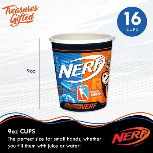 Miniatura 4 de Treasures Gifted Suministros para fiestas Nerf con licencia oficial – Sirve a 16 invitados – Juego clásico de vajilla – Decoraciones de fiesta