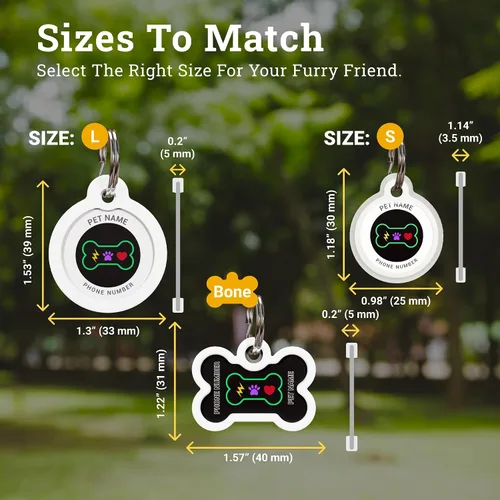 Placa de identificación de perro con código QR, placa de identificación de mascota silenciosa grabada con perfil en línea («Bingo Bone»)