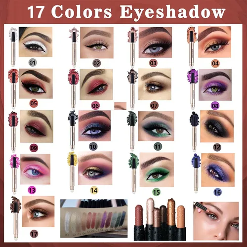 Miniatura 7 de Barra de Sombra de Ojos Rosa, Lápiz de Sombra de Ojos Cremoso, Acabado Brillante, Hipoalergénico, Resistente al Agua, de Larga Duración, Lápiz