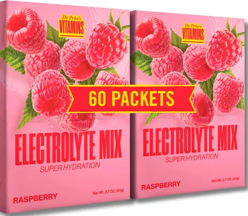 Miniatura 15 de Dr. Price's Vitamins, Mezcla de electrolitos: Fórmula de súperhidratación + oligoelementos, Sabor a frambuesa (Paquete de 30 polvos), Mezcla