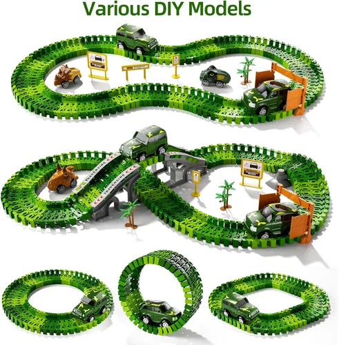 Miniatura 2 de IHAHA 169 piezas de juguetes de pista de carreras de dinosaurios para niños, niños pequeños de 1 a 3, 3 a 5, 4 a 7 años, juguetes de pista