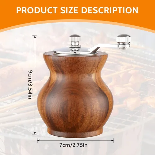 Miniatura 6 de Molinillo de pimienta, molinillo de pimienta de madera clásico para cocina, molinillo de pimienta manual de madera y acrílico, molinillo de sal