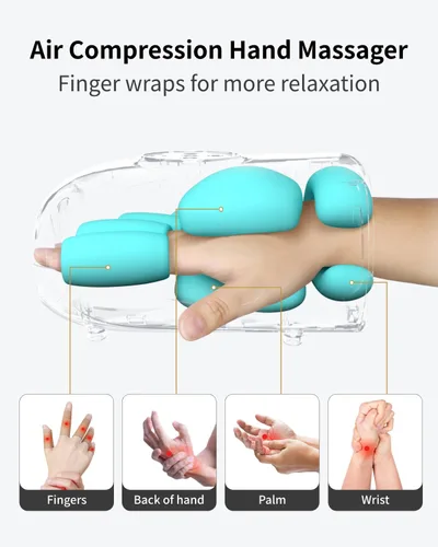 Miniatura 4 de FIT KING Masajeador de manos inalámbrico con compresión y calefacción, masaje envolvente de dedos para dolor de artritis y túnel carpiano, gran Negro