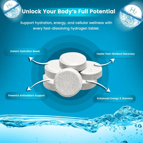 Miniatura 3 de Tabletas de agua de hidrógeno de 12 PPM – Tabletas moleculares de H₂ con magnesio H2 TAB Soporte antioxidante para energía, salud celular