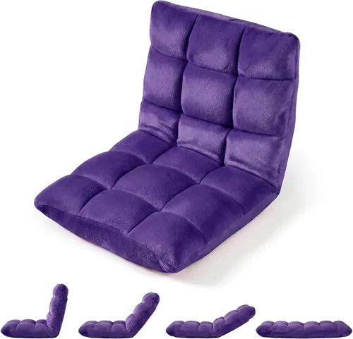 Miniatura 11 de Giantex Silla de suelo con soporte de espalda, 14 posiciones ajustables, cama plegable acolchada, sofá reclinable, sillas de suelo plegables