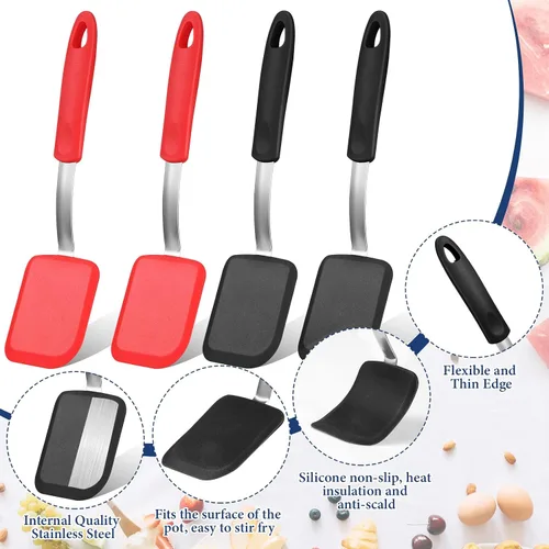 Miniatura 3 de Gejoy 4 espátulas de silicona para galletas, mini espátulas de brownie, espátulas de silicona flexibles, antiadherentes, resistentes al calor, sin