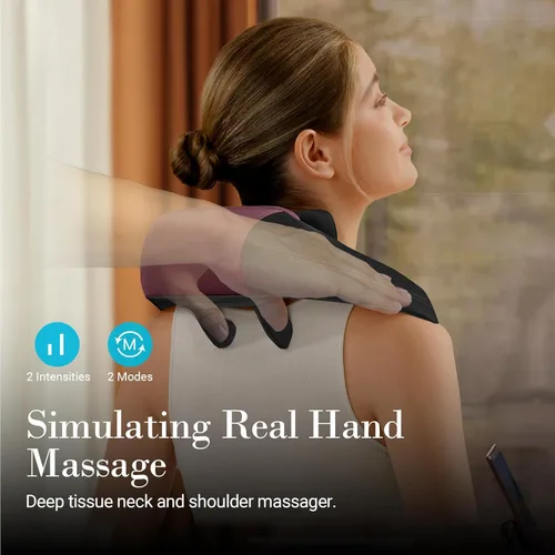 Miniatura 2 de CuPiLo Masajeador Shiatsu de Cuello con Calor - Masaje de Amasamiento Mejorado para Relajación Muscular, Masajeador Inalámbrico 4D Experto