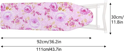 Miniatura 2 de Tabla de planchar, tabla de planchar plegable de tamaño matrimonial con altura ajustable, superficie extra ancha con patrón floral, construcción