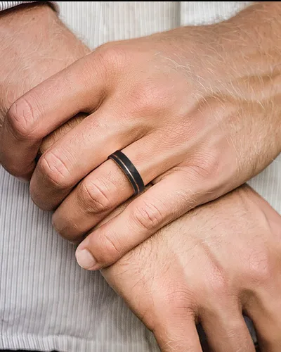 Miniatura 4 de Three Keys Jewelry - Joyería para hombre y mujer, anillos de tungsteno negro, 0.157 pulgadas, 0.236 pulgadas, 0.315 pulgadas, facetas amartilladas