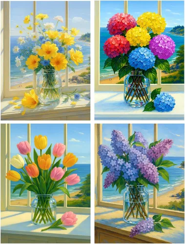 Miniatura 15 de Lovepefe Kit de pintura artística de diamante de montaña para adultos, paquete de 6 piezas de pintura con diamante para principiantes, bricolaje