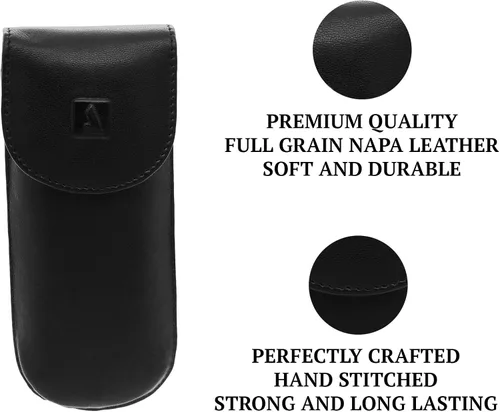 Miniatura 2 de Funda rígida para gafas de cuero genuino de grano completo para hombres y mujeres