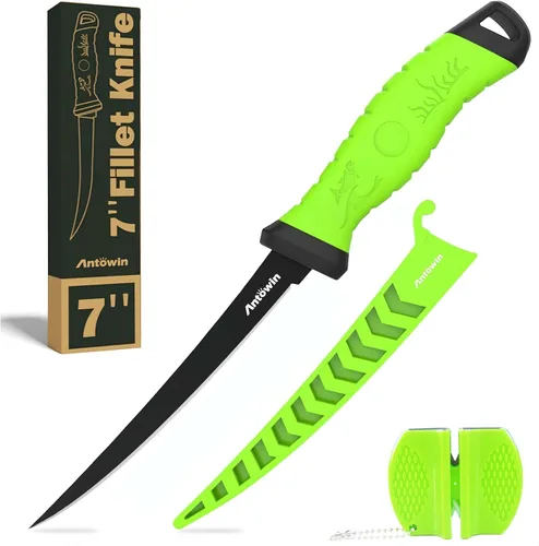 Miniatura 13 de ANTOWIN Cuchillo de cebo de 5 pulgadas para peces, hoja alemana G4113 Pro de acero inoxidable, cuchillos de filete de pesca para agua salada