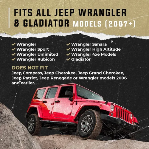 Miniatura 2 de Ronin Factory - Antena corta para Jeep Wrangler Rubicon Gladiator Sahara Sport 4xe JK JL 2007-2023, accesorios Jeep Wrangler, accesorios Jeep