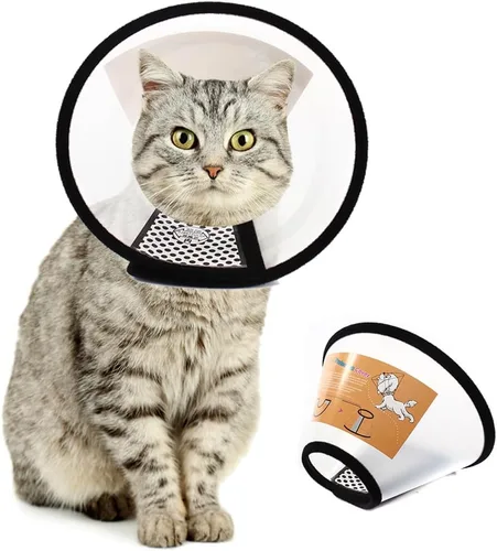 Miniatura 7 de Collares y conos de plástico para recuperación de mascotas para perros y gatos después de la cirugía, cono ajustable para el cuello del perro
