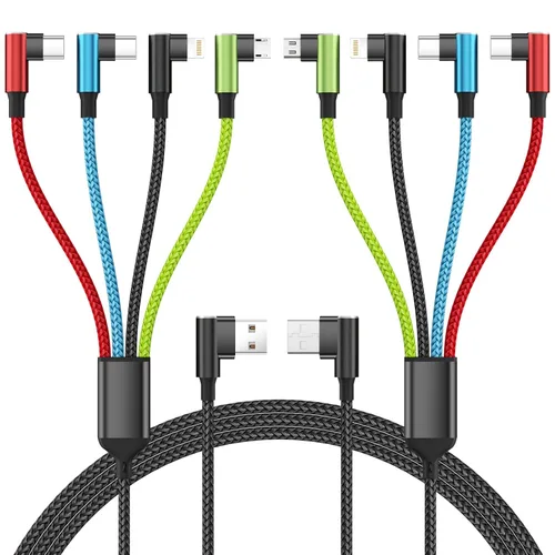 Miniatura 11 de Cable de carga múltiple (paquete de 2 de 4 pies), cable de carga múltiple de nailon trenzado para múltiples dispositivos, cable de carga 3 en 1