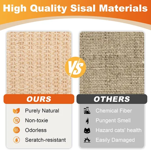 Miniatura 5 de Cama rascador de sisal para gatos, poste rascador extra grande para gatos con cama de escalada, tabla de rascar de madera con almohadilla de sisal