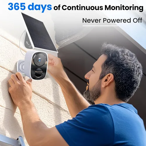 Miniatura 4 de HITELLARCAM 2025 Cámaras de seguridad de 2K mejoradas inalámbricas para exteriores con paneles solares, almacenamiento en la nube gratuito, Blanco