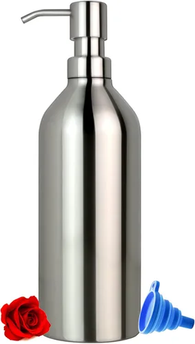 Miniatura 7 de Dispensador de jabón para encimera, color negro mate, dispensador de loción de 11.8 onzas con bomba, dispensador de jabón de mano de acero