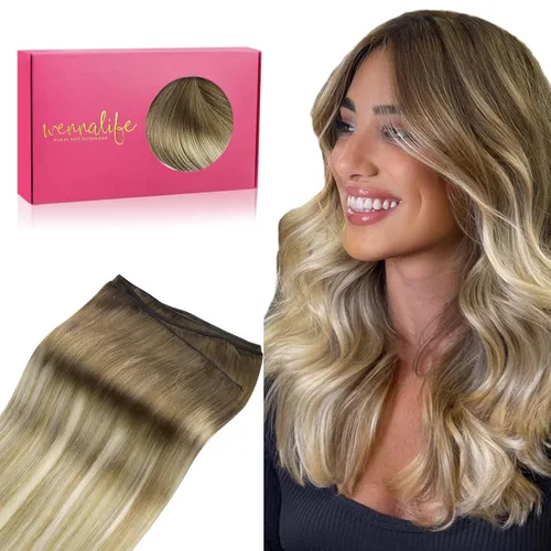 Miniatura 37 de WENNALIFE Extensiones de cabello humano real, 20 pulgadas, 3.53 onzas, color marrón chocolate, trama, cabello Remy atado a mano, extensiones