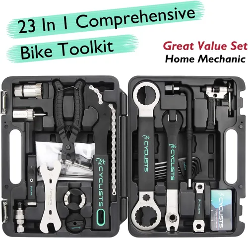 Miniatura 2 de Kit de 23 piezas de herramientas para bicicleta - Juego de herramientas de reparación de bicicletas compatible - Juego de herramientas