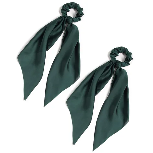 Miniatura 12 de Coleteros para el cabello para mujer, bufanda LFOUVRE Scrunchies, 2 piezas de bufandas anudadas para niñas, bufanda de satén sedoso, banda elástica