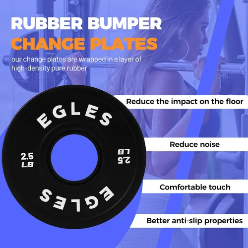 Miniatura 4 de Egles Juego de Placas de Cambio 1.25LB, 2.5LB, 5LB - Placas de Peso Recubiertas de Goma en Pares, Placas Bumper Olímpicas, Codificadas por