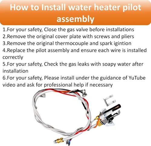 Miniatura 5 de Funcionamiento de Calentamiento a Largo Plazo 100112330 Conjunto de Piloto de Calentador de Agua de Gas Thermopile de Reliance Compatible