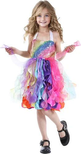 Miniatura 4 de Vestido tutú para niñas, vestido de tul con lentejuelas, vestido de princesa para niñas pequeñas, disfraz de fiesta de cumpleaños brillante